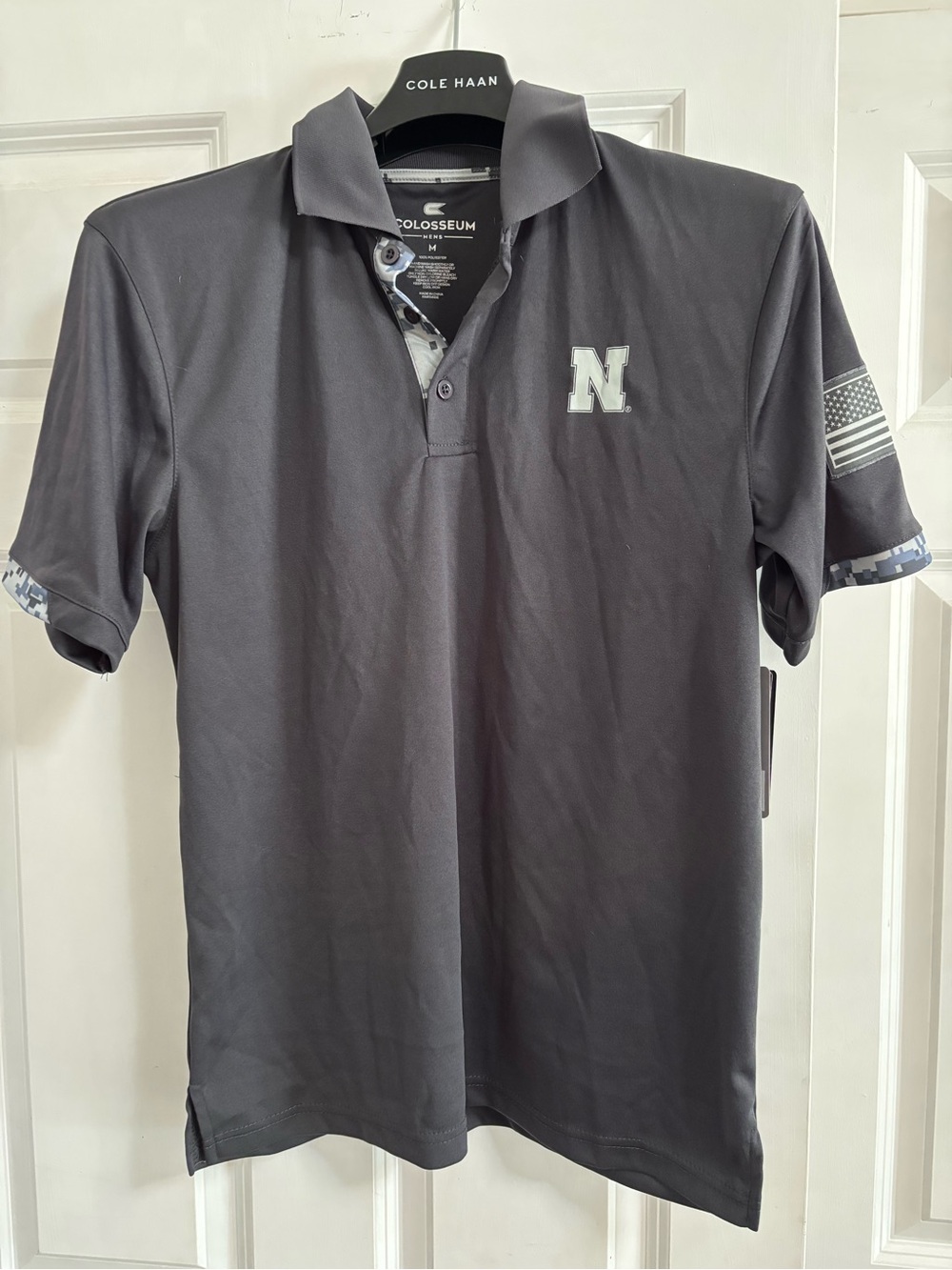 NWT Men’s Nebraska Charcoal Gray Polo